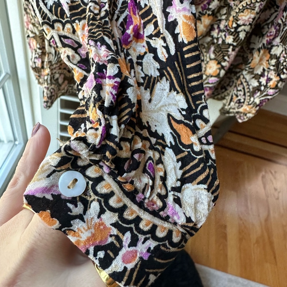 Jane & Delancey Floral Womans Blouse Tunic Long Sleeve Paisley Pleaded front - Picture 11 of 13